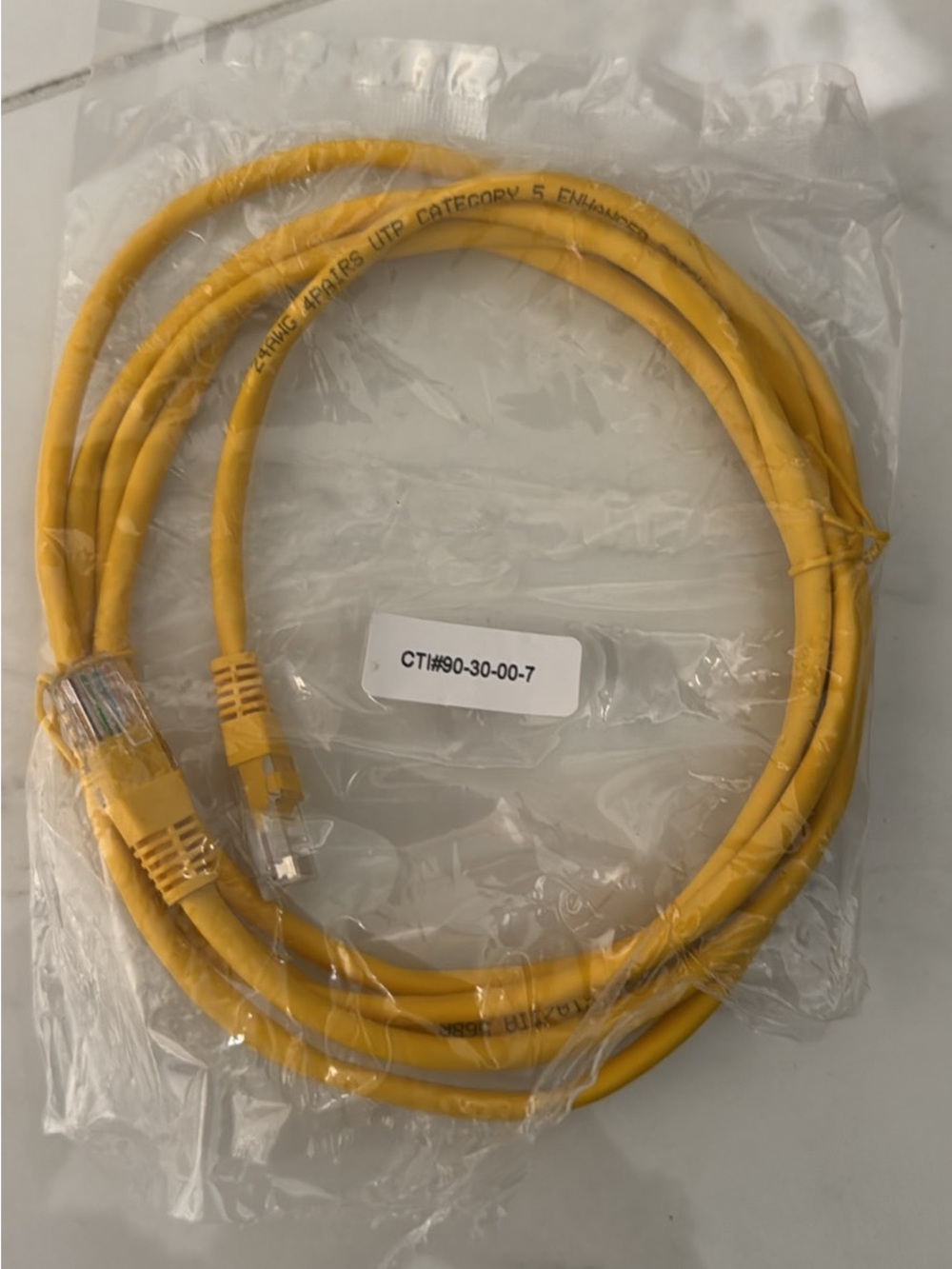 Yellow Ethernet Patch Cable - RJ45 Cat5e